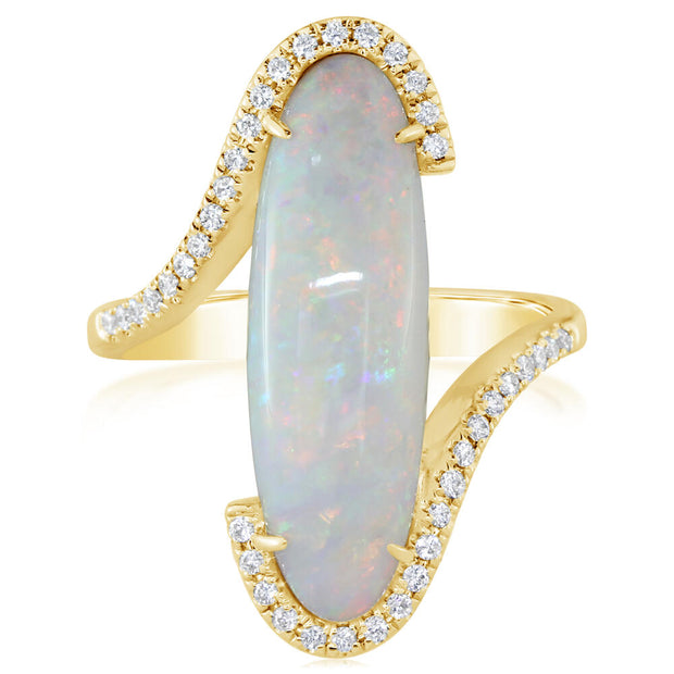 14K Yellow Gold Australian Opal/Diamond Ring