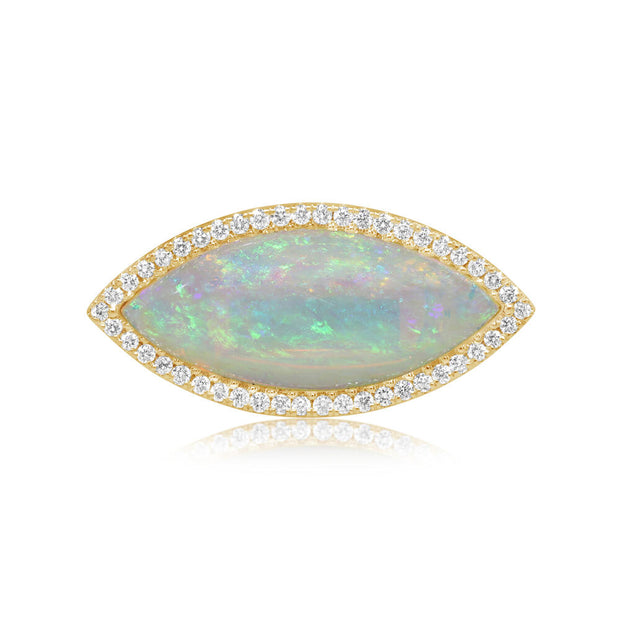 18K Yellow Gold Australian Opal/Diamond Ring