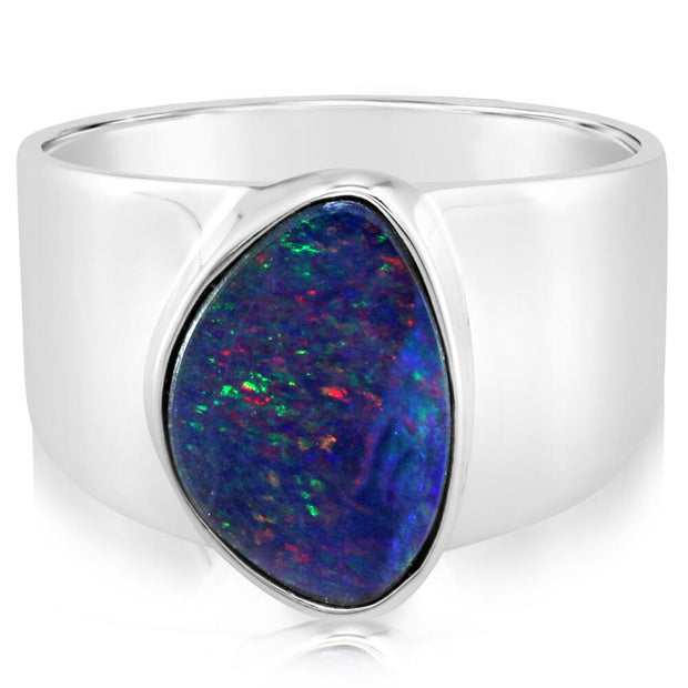 Silver Australian Opal Doublet Ring
