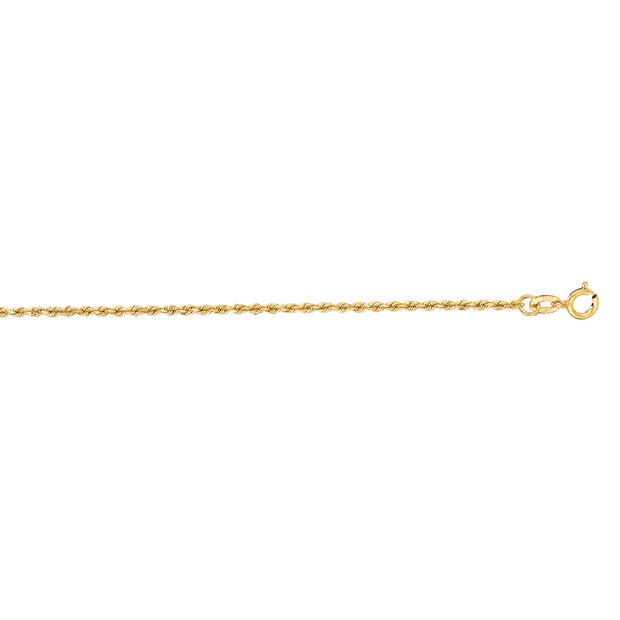 14K Gold 16"" 1.4mm Diamond Cut Royal Rope Chain