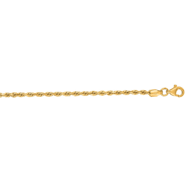 14K Gold 18"" 2mm Diamond Cut Royal Rope Chain