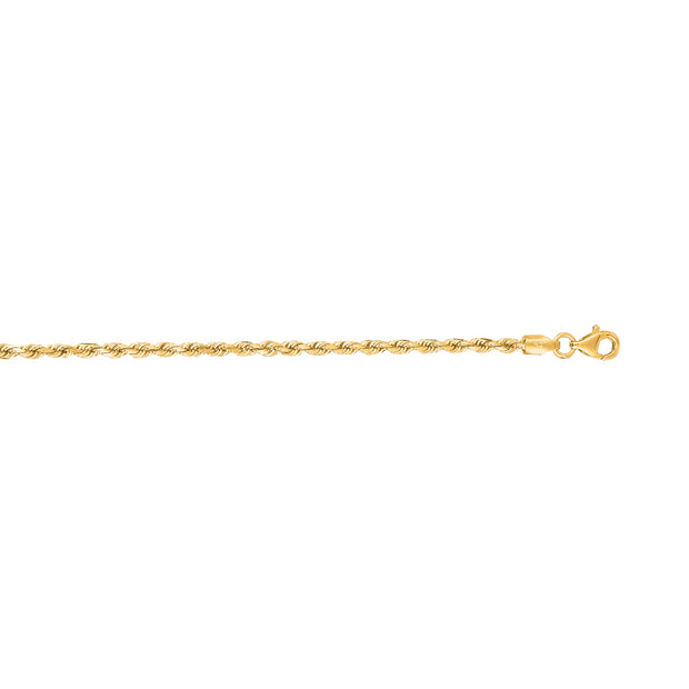 14K Gold 24"" 2.5mm Diamond Cut Royal Rope Chain