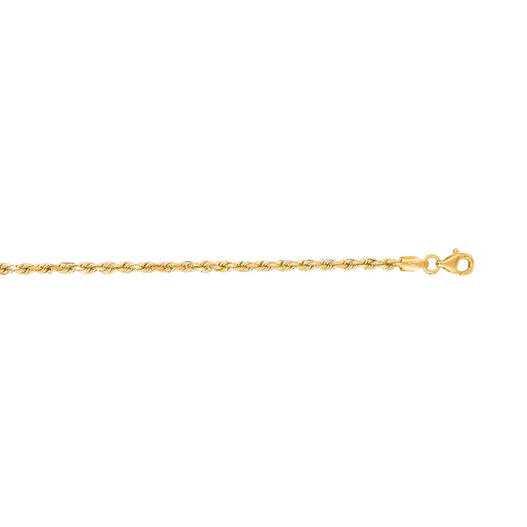 14K Gold 20"" 2.5mm Diamond Cut Royal Rope Chain
