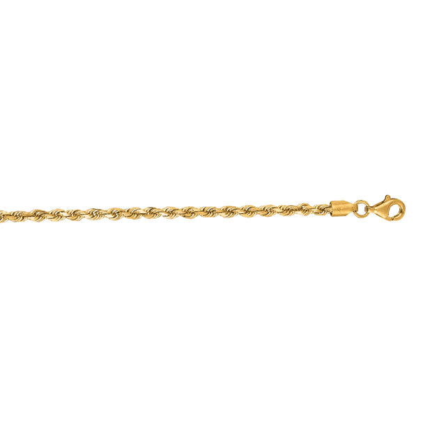 14K Gold 20"" 2.75mm Diamond Cut Royal Rope Chain