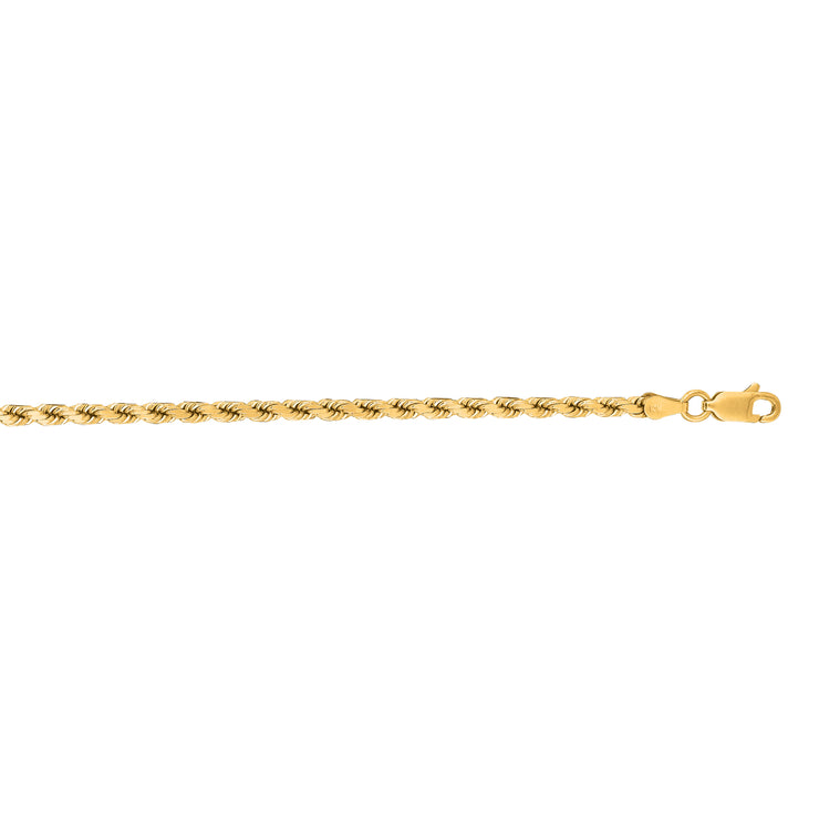 14K Gold 30"" 3.5mm Diamond Cut Royal Rope Chain
