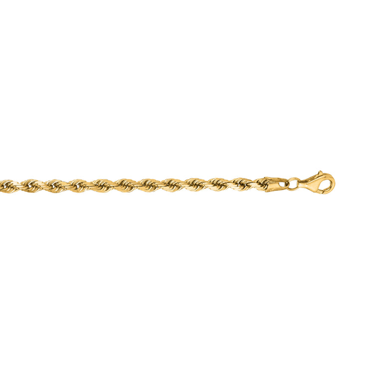 14K Gold 20"" 3.8mm Diamond Cut Royal Rope Chain
