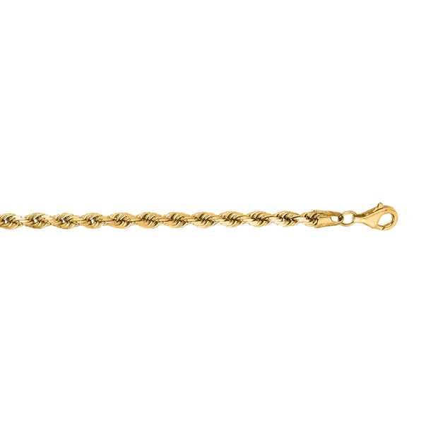 14K Gold 7"" 3.8mm Diamond Cut Royal Rope Chain
