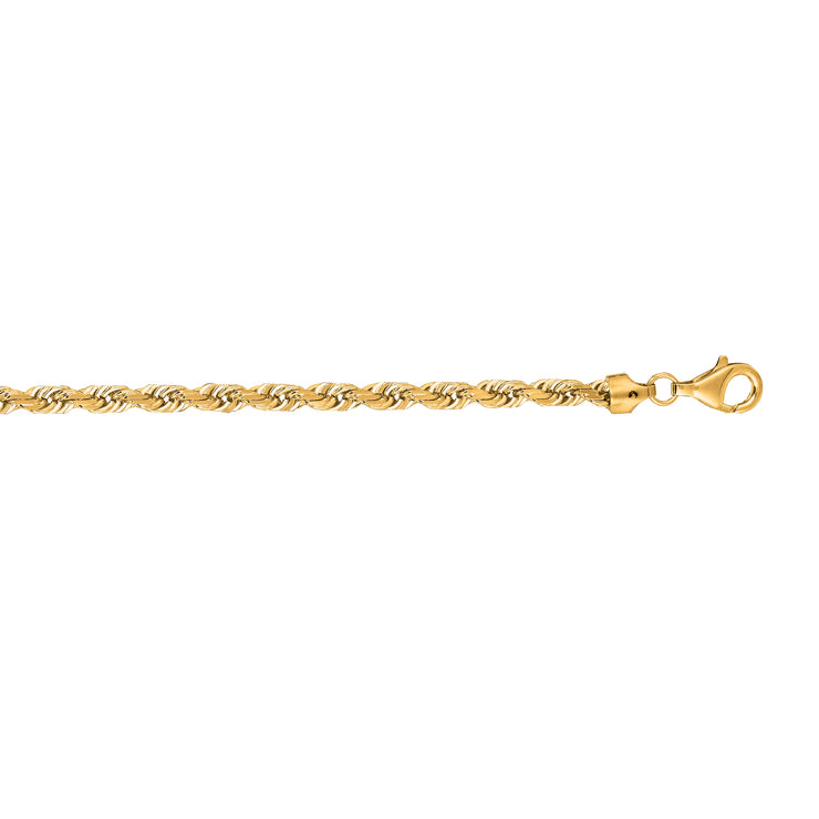 14K Gold 30"" 5mm Diamond Cut Royal Rope Chain