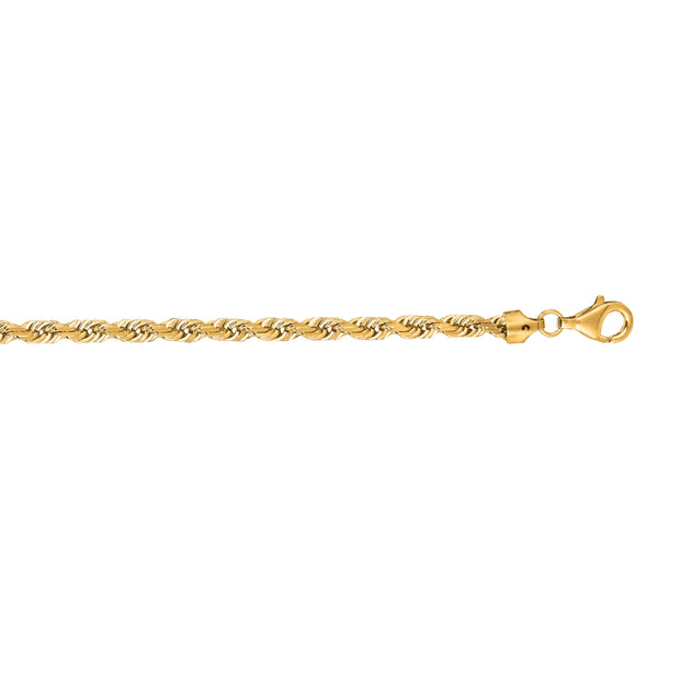 14K Gold 8"" 5mm Diamond Cut Royal Rope Chain