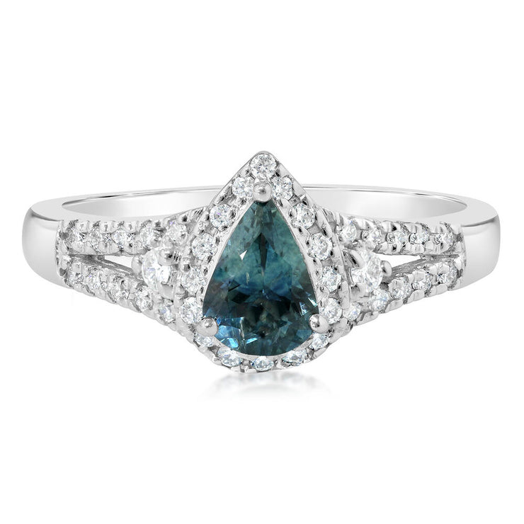 14K White Gold Montana Sapphire Ring