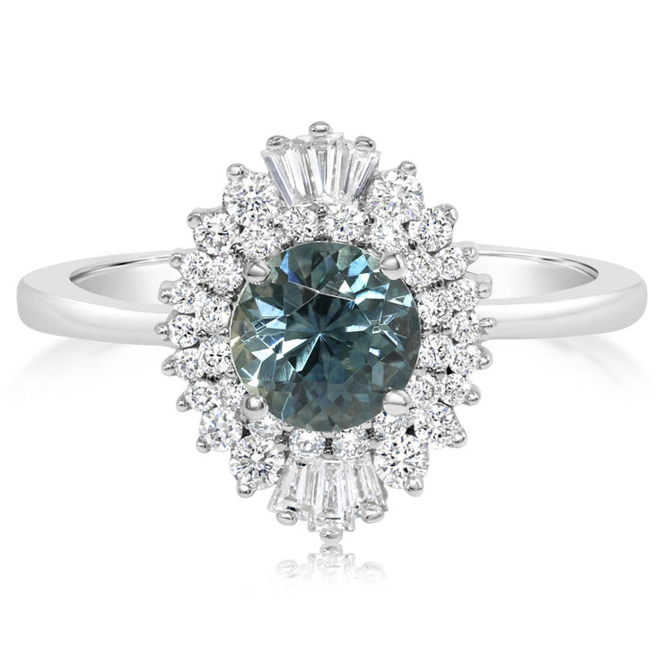 14K White Gold Montana Sapphire/Diamond Ring