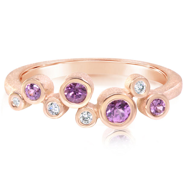 14K Rose Gold Purple Garnet/Diamond Ring