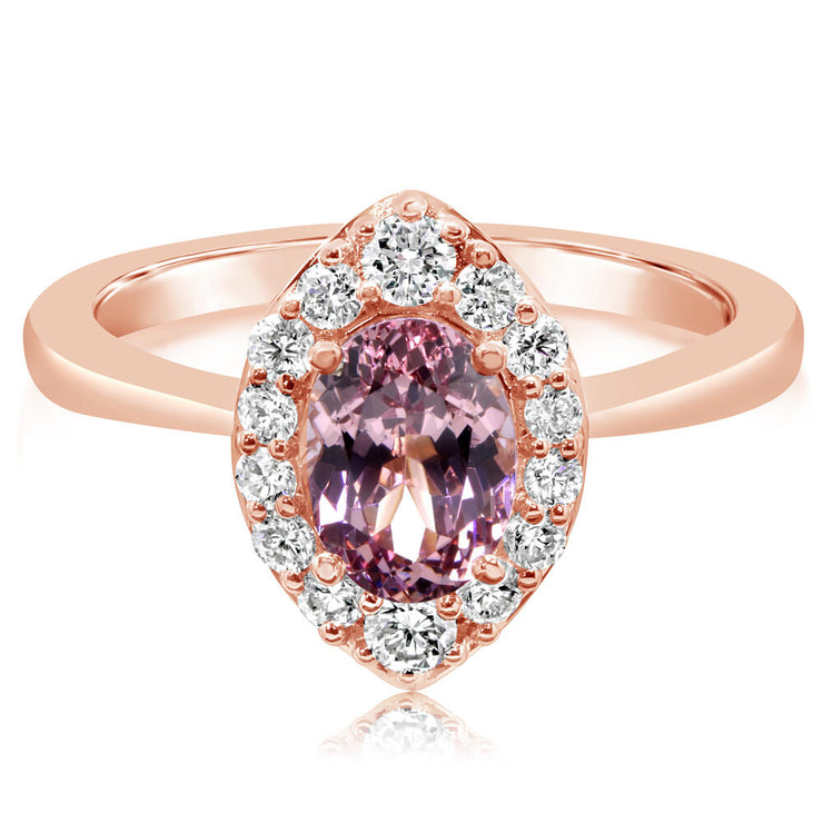 14K Rose Gold Lotus Garnet/Diamond Ring