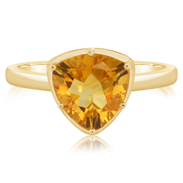 14K Yellow Gold 9mm Trillion Citrine Ring