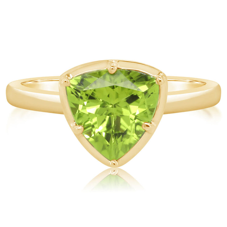 14K Yellow Gold 9mm Trillion Peridot Ring