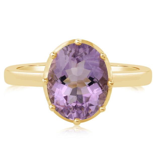 14K Yellow Gold 8x10mm Oval Amethyst Ring