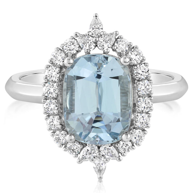 Platinum Aquamarine/Diamond Ring