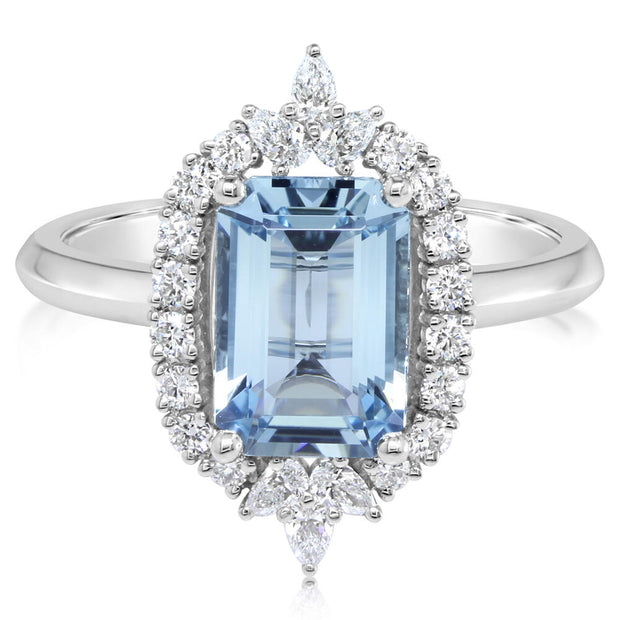 Platinum Aquamarine/Diamond Ring