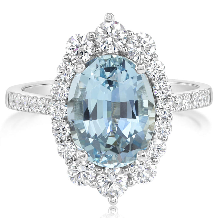 Platinum Aquamarine/Diamond Ring