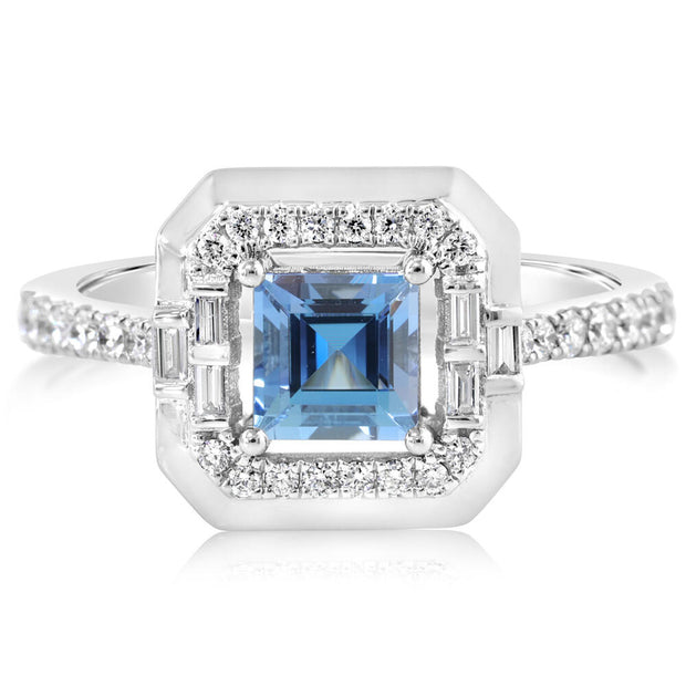Platinum Aquamarine/Diamond Ring