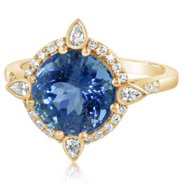 18K Yellow Gold Montana Sapphire/Diamond Ring