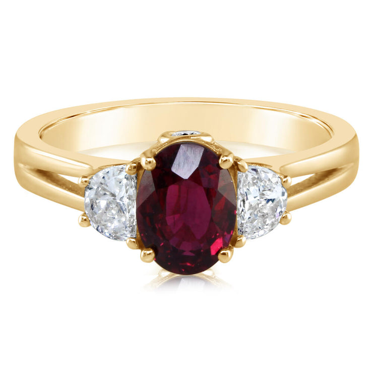 18K Yellow Gold Mozambique Ruby/Diamond Ring