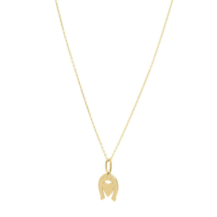 14K Heart & Horseshoe Pendant