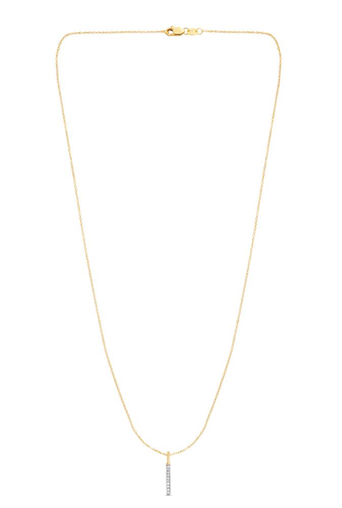 14K Gold .06ct Diamond Bar Necklace