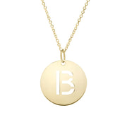 14K Gold Disc Initial B Necklace