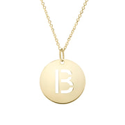14K Gold Disc Initial B Necklace