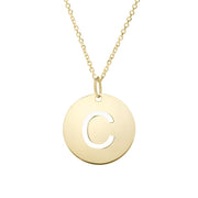 14K Gold Disc Initial C Necklace