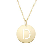 14K Gold Disc Initial D Necklace