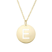 14K Gold Disc Initial E Necklace