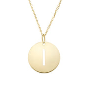 14K Gold Disc Initial I Necklace