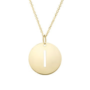 14K Gold Disc Initial I Necklace