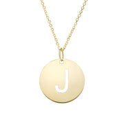 14K Gold Disc Initial J Necklace