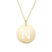 14K Gold Disc Initial N Necklace
