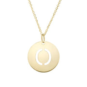 14K Gold Disc Initial O Necklace