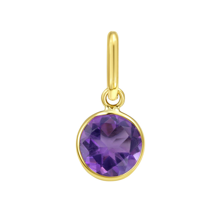 14K Round Amethyst Charm