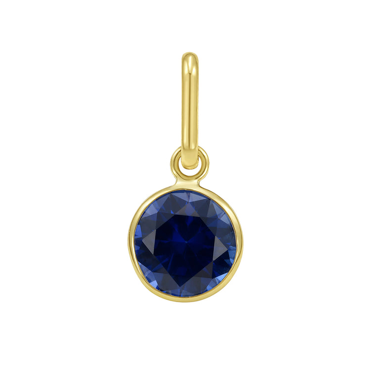 14K Round Blue Sapphire Charm