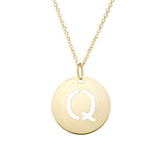 14K Gold Disc Initial Q Necklace