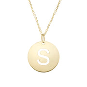 14K Gold Disc Initial S Necklace