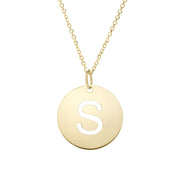14K Gold Disc Initial S Necklace