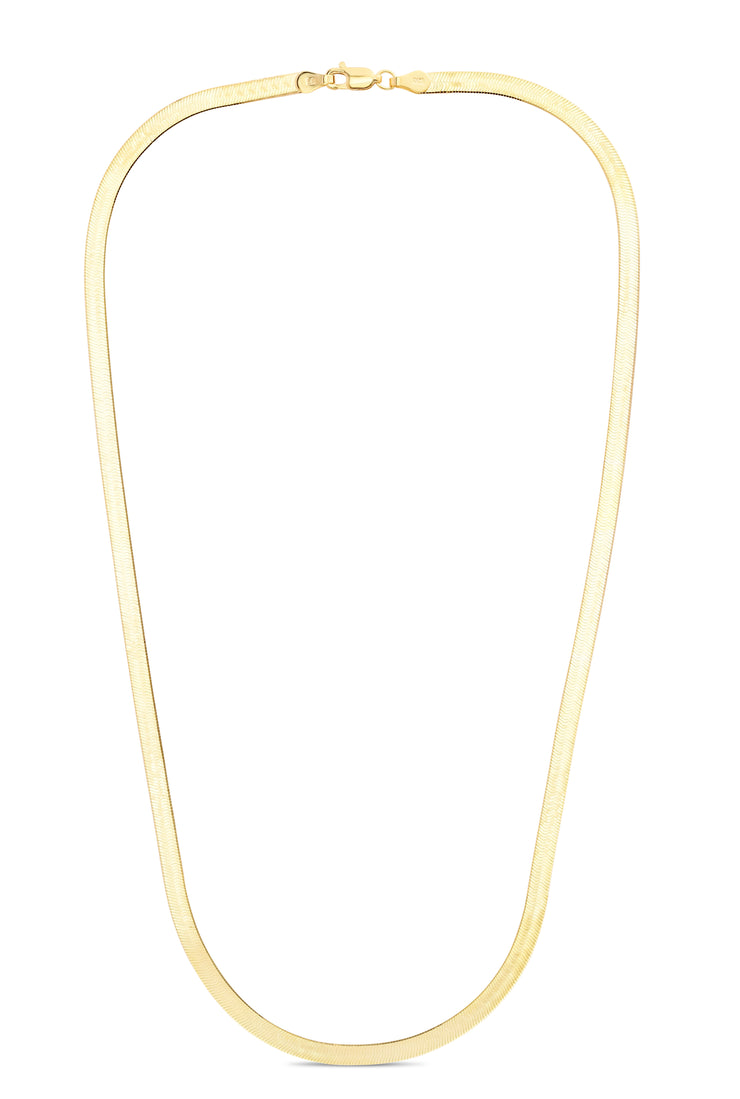 14K Gold 8"" 4mm Imperial Herringbone Chain