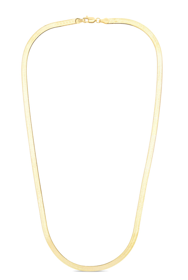 14K Gold 16"" 4mm Imperial Herringbone Chain