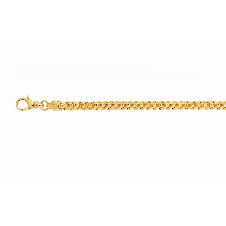 14K Gold 24"" 5.3mm Semi-Solid Square Franco Chain