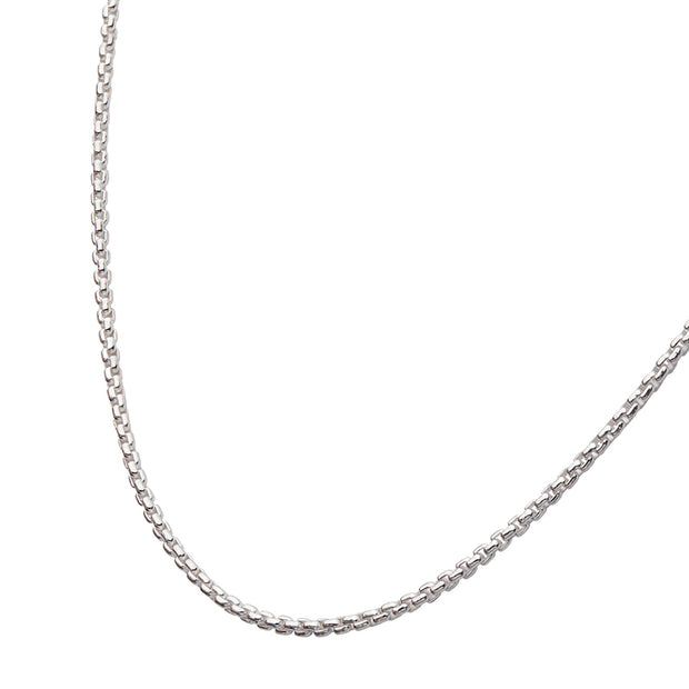 2.6mm 925 Italy Silver Polished Finish Box Chain Necklace with Flat Lobster Clasp