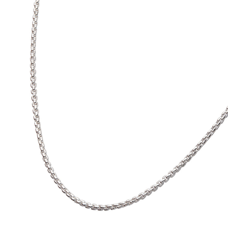 2.6mm 925 Italy Silver Polished Finish Box Chain Necklace with Flat Lobster Clasp