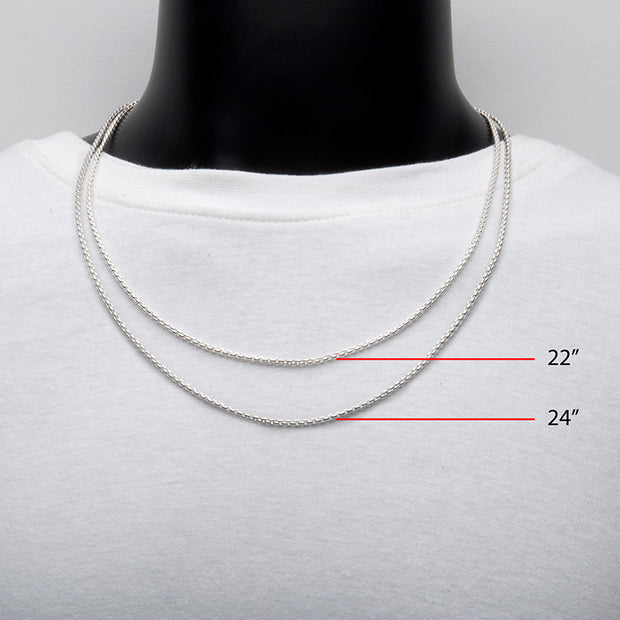 2.6mm 925 Italy Silver Polished Finish Box Chain Necklace with Flat Lobster Clasp