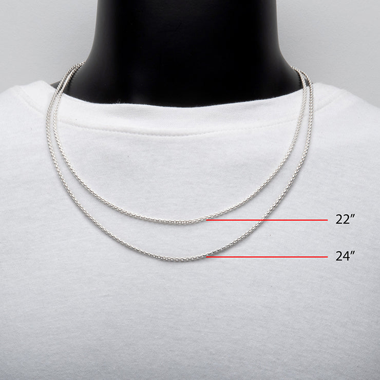 2.6mm 925 Italy Silver Polished Finish Box Chain Necklace with Flat Lobster Clasp